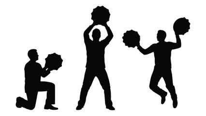 Dynamic silhouettes with spiky spheres isolated on white background, Vector