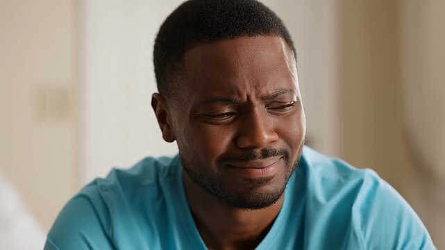 Man with furrowed brow and slight smile, expressing doubt or contemplation