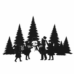 Kids Building Snowman Scene Pack