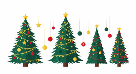 set of christmas trees