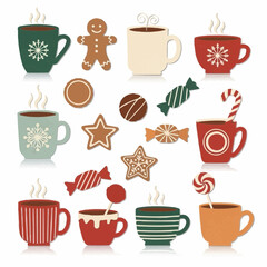Mugs Cookies Candy Warm Drinks Set