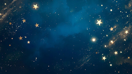 ネイビーの背景に天の川のような金色の星が輝くイラスト背景
