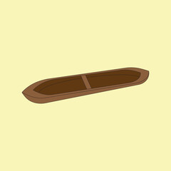 Wooden canoe or rowboat vector illustration