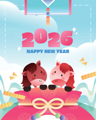 2026 신년 붉은 말 캐릭터 일러스트 05
