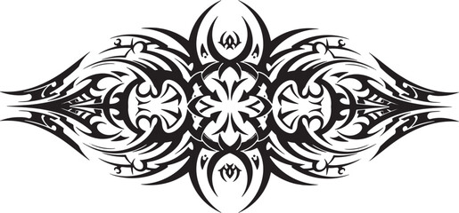 Tribal art tattoo design symmetrical pattern abstract black and white vector illustration