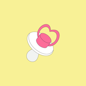Silicon baby pacifier with heart handle vector illustration. Dummy, soother or teether