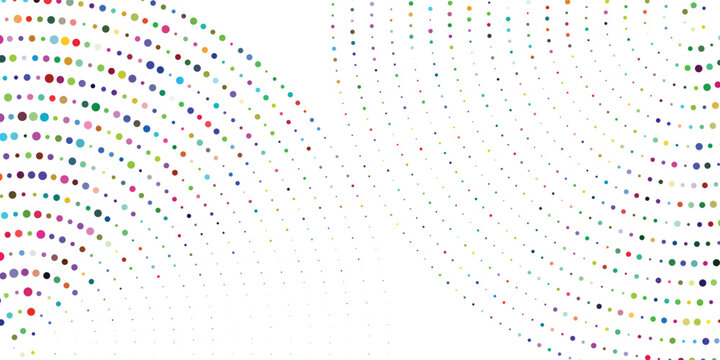 Colored dotted sound wave signal. Concentric ripple semi circles. Vector background. vector art