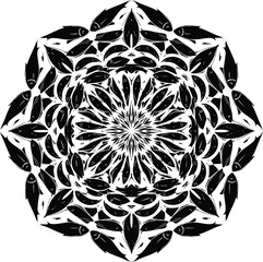Black and White Fish Mandala Art with Abstract Circular Design Pattern