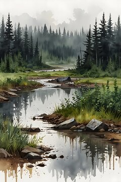 Rain pooling in abandoned clearcut sites