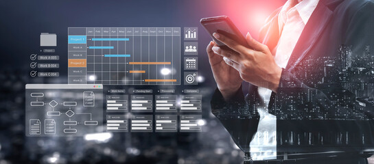 Gantt chart displaying project timelines, task progress, and workflow management in a business dashboard interface Parse