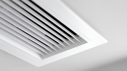 Modern white air conditioning vent on a ceiling for climate control