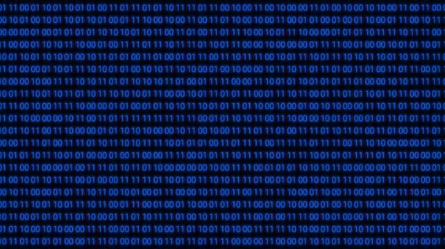 Binary Code 0 and 1 Abstract Digital Data Flow Animation Video blue text on black Background