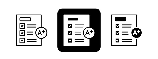 Results  Solid color and black line drawing vector illustration set