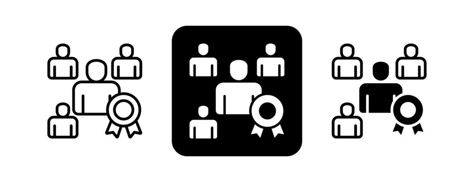 Leadership  Solid color and black line drawing vector illustration set