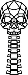 Geometric Skull and Spine Illustration in Black and White Minimalist Design