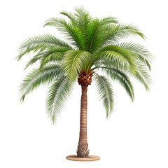 Obraz premium Single date palm tree with lush green fronds isolated on transparent background
