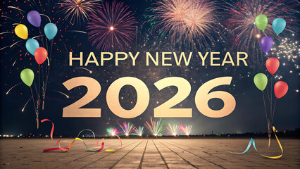 Happy new year 2026 celebration with firework