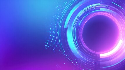 Futuristic glowing digital circle background with flowing data