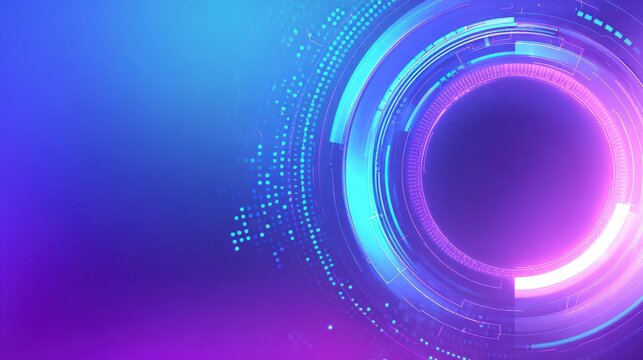 Futuristic glowing digital circle background with flowing data
