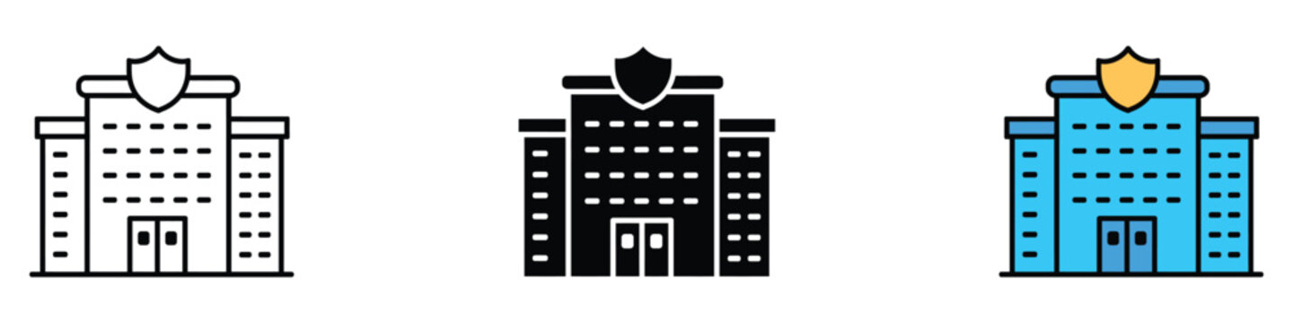 Police station building icon vector. safety, protection symbol. vector illustration.