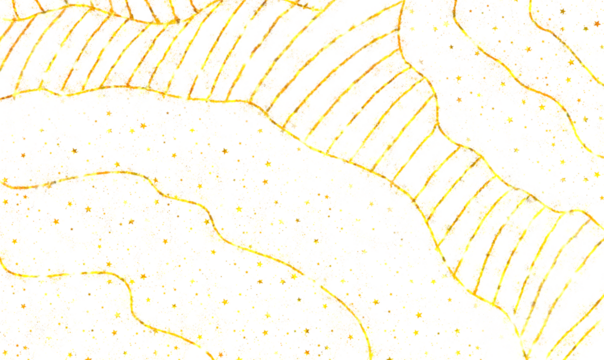 Abstract pattern of curved lines and hatching in pale yellow and white