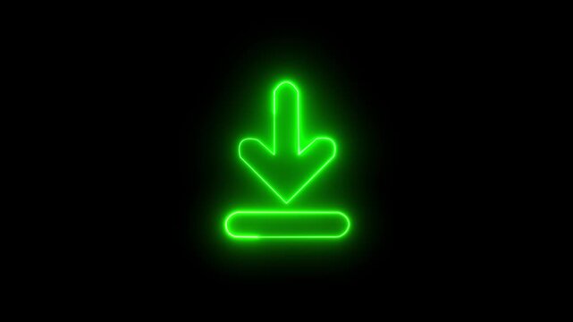 glowing neon animation of download icon arrow icon. bright neon animation arrow icon of download icon. Glowing neon animation of download icon arrow icon.