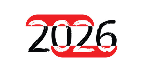 Modern 2026 New Year Design Element, Simple, Stylish, High Resolution Vector Art