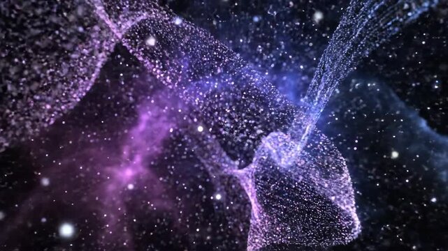 Cosmic display abstract animation purple blue and white nebulae in outer space