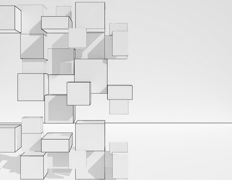 Fototapeta Abstract 3D Cubes Composition Modern Minimalist White Geometric Design for Background, Wallpaper, and Digital Art.