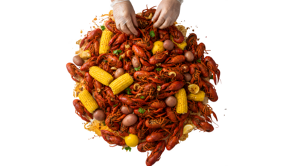 Crawfish Boil served with Corn on the Cob and Potatoes Enjoy a Crawfish Boil featuring Corn on the Cob and Potatoes