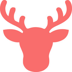 Coral Pink Deer Head Silhouette Icon - Minimalist Stag or Reindeer Graphic