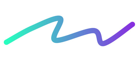 Fluid Teal Purple Gradient Wavy Line on White Background