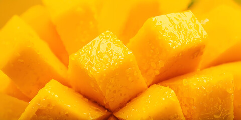 Juicy mango cubes in flower pattern
