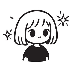 Chibi Girl with Sparkles: A Cute and Simple Illustration.