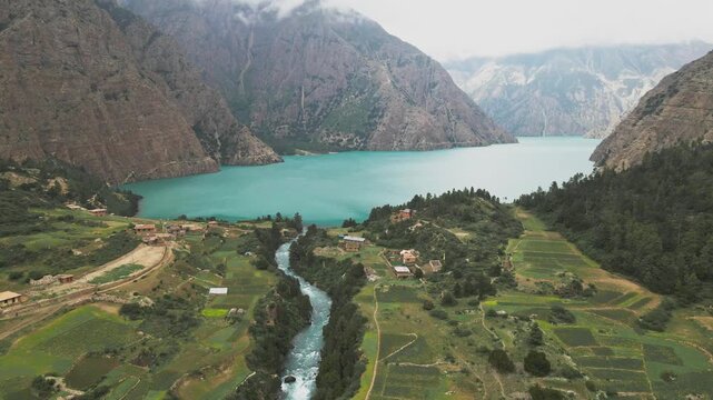 A drone glides above Shey Phoksundo Lake, revealing unreal turquoise water, steep Dolpa cliffs, and untouched Himalayan wilderness. This aerial moment captures Nepal&rsquo;s remote beauty in pure clarity.