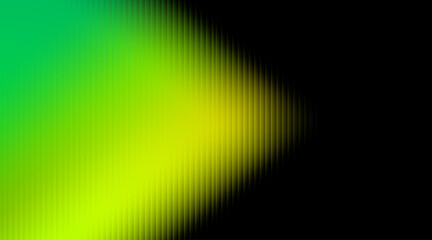 Abstract green yellow gradient background with vertical refracting lines simulating glass texture