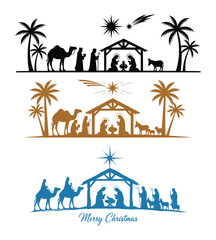 Collection of Christmas nativity scene silhouettes