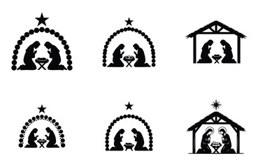 Christmas Nativity Scene Silhouette Set
