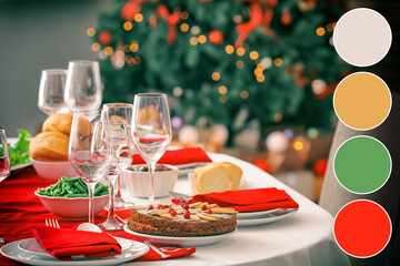 Table set for Christmas dinner