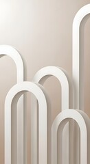 Abstract illustration featuring a series of overlapping, white, rounded arches against a gradient beige background, creating a modern and minimalist design.
