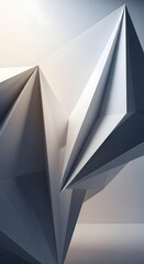 Abstract geometric composition featuring folded white paper creating sharp angles and shadows, suggesting origami or architectural design.