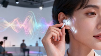 Generative AI soundwave visualization with earpiece
