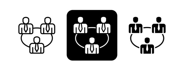 Investor Relations  Solid color and black line drawing vector illustration set