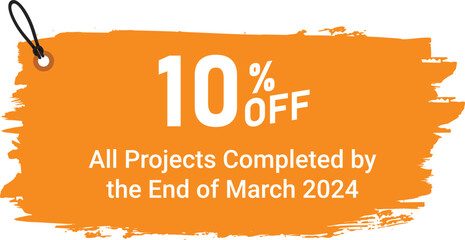 Discount promotion announcement for the special offer, with the words 10% OFF and other information