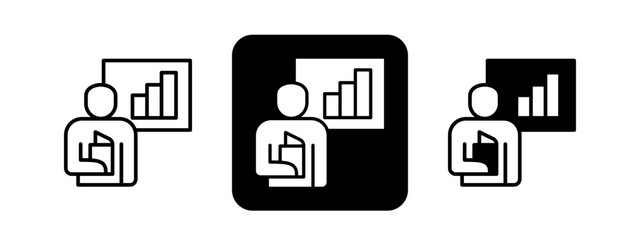 Business Coaching  Solid color and black line drawing vector illustration set