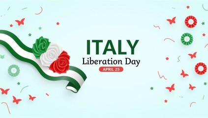 Italy liberation day celebration with italian flag and confetti