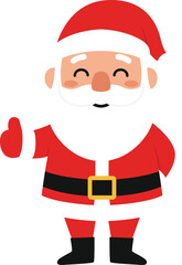 cute semi flat cartoon santa claus is posing standing giving a thumbs up