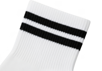 White sock with black stripes isolated on transparent background