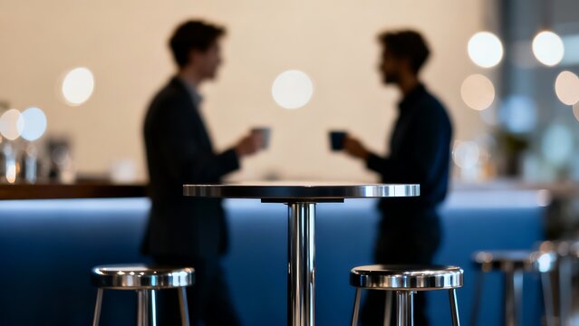 Generative AI two people talking over coffee.