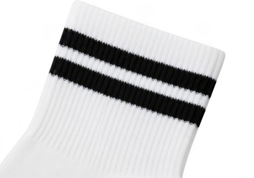 White sock with black stripes isolated on transparent background - Powered by Adobe